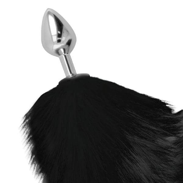 DARKNESS - SILVER ANAL PLUG 8 CM WITH BLACK TAIL 3